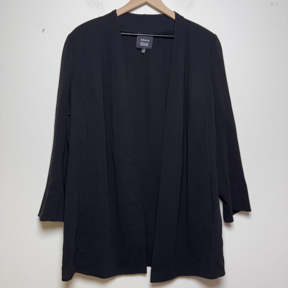 Akris x Bergdorf Goodman Women Wool Evening Open Front Cardigan Jacket 12 Black